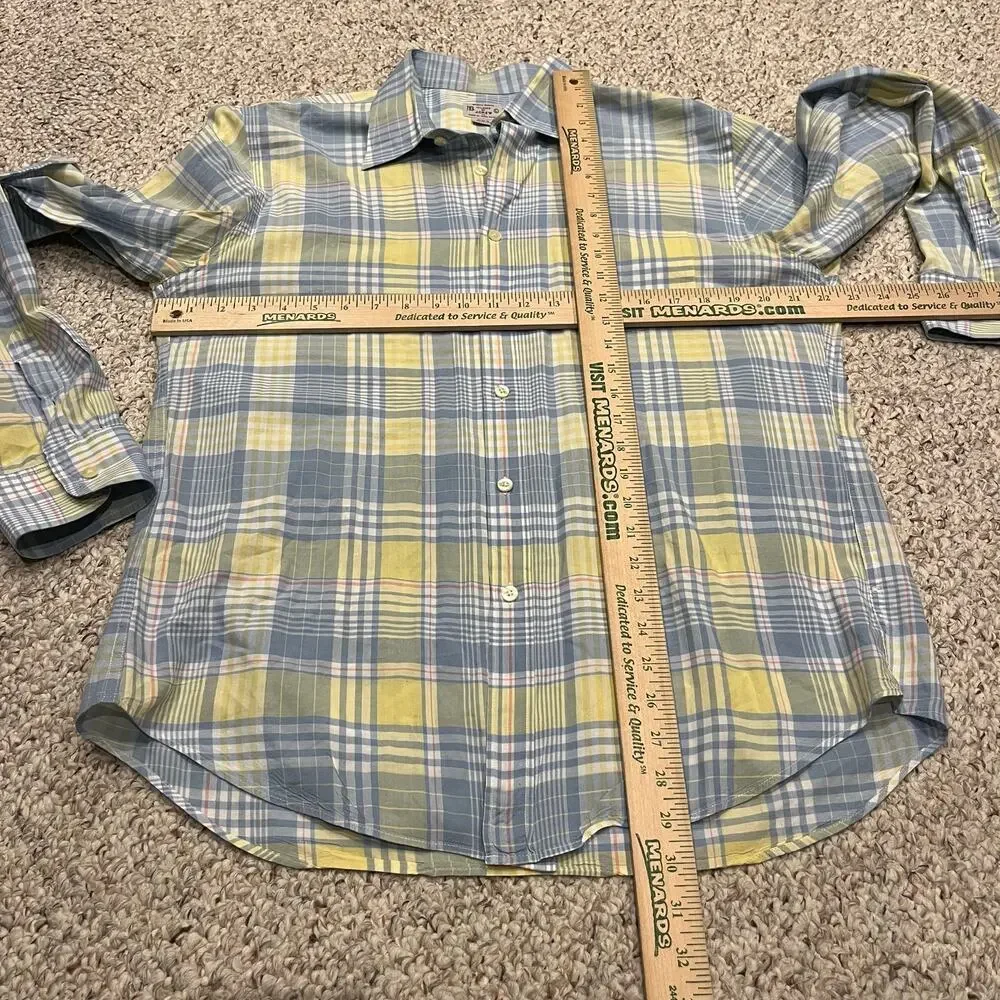 J Crew Madras Long Sleeve Button Down Shirt L Cotton Plaid Preppy Casual Summer